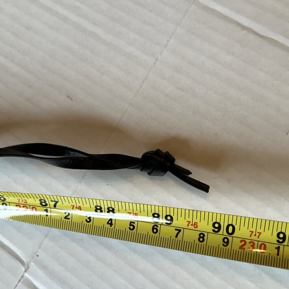 Boho OS Black Leather Rope String Tie Belt Horn? Details Long 90" - Picture 6 of 12